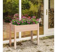 Outsunny Raised Bed for Garden, Wooden Elevated Planter Box with Bed Liner, for Flower Vegetable Herb, 86L x 46W x 76Hcm