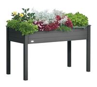 Outsunny Raised Bed for Garden, Wooden Elevated Planter Box with Bed Liner, for Flower Vegetable Herb, 122.5L x 56.5W x 76H cm, Dark Grey