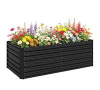 Outsunny Raised Beds for Garden, 180 x 90 x 59 cm, Black | Galvanised Steel, Outdoor Planters, Multi-Reinforced Rods, for Vegetables, Plants, Flowers and Herbs