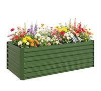 Outsunny Galvanised Steel Outdoor Raised Bed W/ Reinforced Rods In Green Green