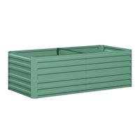Outsunny Raised Beds for Garden, Galvanised Steel Outdoor Planters with Multi-reinforced Rods, 180 x 90 x 59 cm, Light Green