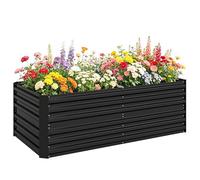 OUTSUNNY Galvanised Steel Outdoor Raised Bed w/ Reinforced Rods, Black Outsunny Black