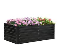 Outsunny Raised Beds for Garden, Galvanised Steel Outdoor Planters with Multi-reinforced Rods for Vegetables, Plants, Flowers and Herbs, 180 x 90 x 59 cm, Black