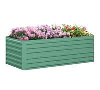 Outsunny Raised Beds for Garden, Galvanised Steel Outdoor Planters with Multi-reinforced Rods for Vegetables, Plants, Flowers and Herbs, 180 x 90 x 59 cm, Light Green