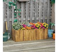 Outsunny Raised Flower Bed Wooden Rectangualr Planter Container Box Garden Wood