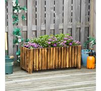 Outsunny Raised Flower Bed Wooden Rectangualr Planter Container Box Herb Pot 4 Feet In Natural Natural