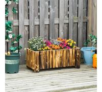 Outsunny 52L Raised Flower Bed Wooden Rectangular Planter Container Box Herb Pot Flower Pot 78L x 35W x 30H (cm)