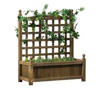 Outsunny Raised Flower Beds Wooden Planter w/ a Trellis and Garden Planter at Home, Corner, Garden, Balcony, 64W x 28D x 75Hcm, Brown Aosom UK