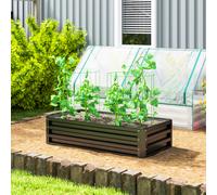 Raised Garden Bed Steel Planter Growing Box for Vegetables Flowers Grey