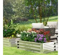 Outsunny Raised Garden Bed Elevated Planter Box for Flowers Silver - Silver - Steel - 120 cm x 60 cm x 30.5 cm