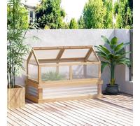 Outsunny Raised Garden Bed With Greenhouse Wooden Cold Frame - Natural, Brown