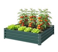 Outsunny Raised Garden Bed Metal Patio Backyard Flower Vegetable Planter Green