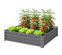 Outsunny Raised Garden Bed Metal Garden Flower Vegetable Planter In Light Grey Light Grey
