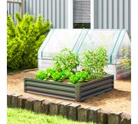 Outsunny 432L Square Raised Garden Bed Box with Weatherized Steel Frame for Vegetables, Flowers and Herbs, 120 x 120 x 30cm, Light Grey