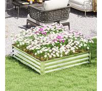 OUTSUNNY Raised Garden Bed Metal Patio Backyard Flower Planter, Silver Tone Outsunny Silver