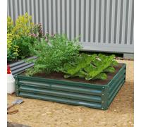 Outsunny Raised Garden Bed Metal Patio Backyard Flower Vegetable Planter Green - Grey - Galvanized Steel - 120cm x 120cm x 30cm