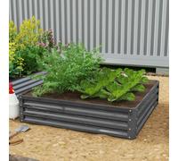 Outsunny 432L Square Raised Garden Bed Box with Weatherized Steel Frame for Vegetables, Flowers and Herbs, 120 x 120 x 30cm, Light Grey Light Grey