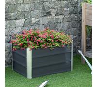 Outsunny Raised Garden Bed Metal Planter Box For Vegetables Flower Grows - Grey, Grey