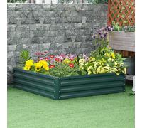 Outsunny 432L Square Raised Garden Bed Box with Weatherized Steel Frame for Vegetables, Flowers and Herbs, 120 x 120 x 30cm, Grey