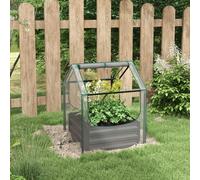 Outsunny Raised Garden Bed Planter Box with Greenhouse, Clear and Dark Grey