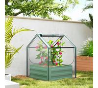 Outsunny Raised Garden Bed Planter Box with Greenhouse, Clear and Green, Clear