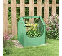 Outsunny Raised Garden Bed Planter Box with Greenhouse, Green and Silver