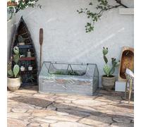 Outsunny Raised Garden Bed Planter Box with Greenhouse, Large Window, Clear
