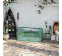 Outsunny Raised Garden Bed with Greenhouse, Steel Planter Box with Plastic Cover, Roll Up Window, Dual Use for Flowers, Vegetables, Fruits and Herbs, 185L x 95W x 92H cm, Green Green