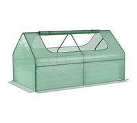 Outsunny Raised Garden Bed Planter Box with Greenhouse, Large Window, Green