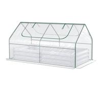 Outsunny Raised Garden Bed Planter Box with Greenhouse, Large Window, Clear