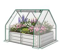 Outsunny Raised Garden Bed Planter Box With Greenhouse, Large Window In Off White Off White