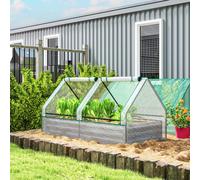 Outsunny Raised Garden Bed Metal Planter Box with Cover, none