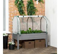 Outsunny Raised Garden Bed w/ PE Cover, Use for Patio, Garden, Grey, Grey
