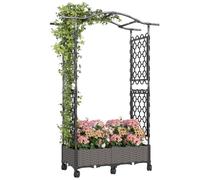 Outsunny Raised Garden Bed With Arch Trellis, Plastic Raised Bed For Garden