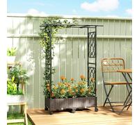 Outsunny Raised Garden Bed with Arch Trellis, Plastic Raised Bed for Garden