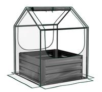Outsunny Raised Garden Bed With Greenhouse, Planter Box With Cover In Clear Clear