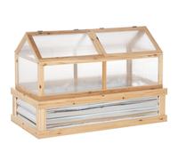 Outsunny Raised Garden Bed With Greenhouse Wooden Cold Frame - Natural, Brown