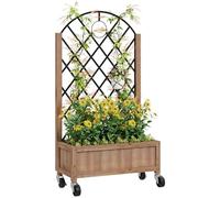 Outsunny Wooden Raised Bed, Outdoor Planter Box w/ Metal Trellis
