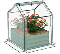Outsunny Raised Garden Bed with Mini Greenhouse, Clear and Green