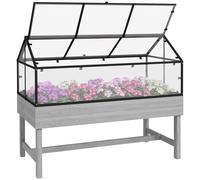 Outsunny Raised Garden Bed with Polycarbonate Panel and Top Vent for Vegetables | TJ Hughes Grey