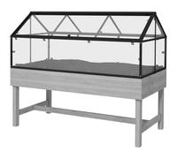 Outsunny Raised Garden Bed With Polycarbonate Panel, Distressed Grey Grey