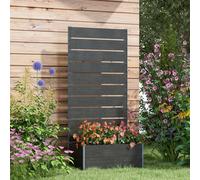 Outsunny 34 x 69.5cm Garden Planter Box, with Back Trellis, Black, none