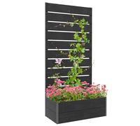Outsunny Garden Planter with Trellis for Climbing Plants, Vines, Flowers, Freestanding Raised Bed for Garden, Outdoor, Patio, Planter Box with Drainage Gap, 72x38x150cm, Black