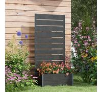 Outsunny Raised Garden Bed with Trellis and Drainage Hole, Planter Box Black - Black - Wood-Plastic Composite Board - 72W x 38D x 150Hcm
