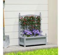 Outsunny Raised Garden Bed with Trellis Garden Planters Indoor Grey