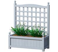 Outsunny Raised Garden Bed With Trellis Garden Planters Indoor Grey Grey