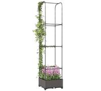 Outsunny Raised Garden Bed with Trellis Planter 40 x 40 x 179 cm Black | Self Watering Plastic Planter Box, Drainage Holes, Drain Plugs, Water Reservoirs, for Climbing Plants, Vegetables, Flowers