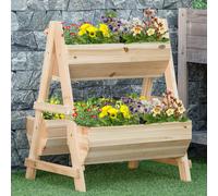 Outsunny Raised Garden Bed Wood Planter Box with Stand for Vegetables Flowers