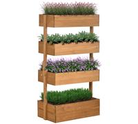 Outsunny Raised Garden Bed Wooden Plant Stand Orange