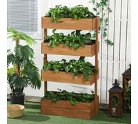 Outsunny Raised Garden Bed Wooden Plant Stand Orange